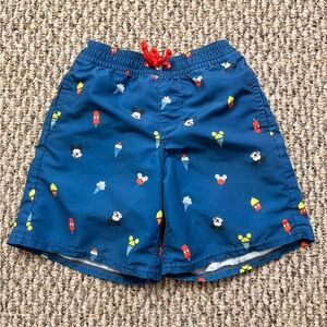 Disney Kids Navy Blue Swim Shorts with Ice Cream & Character Print